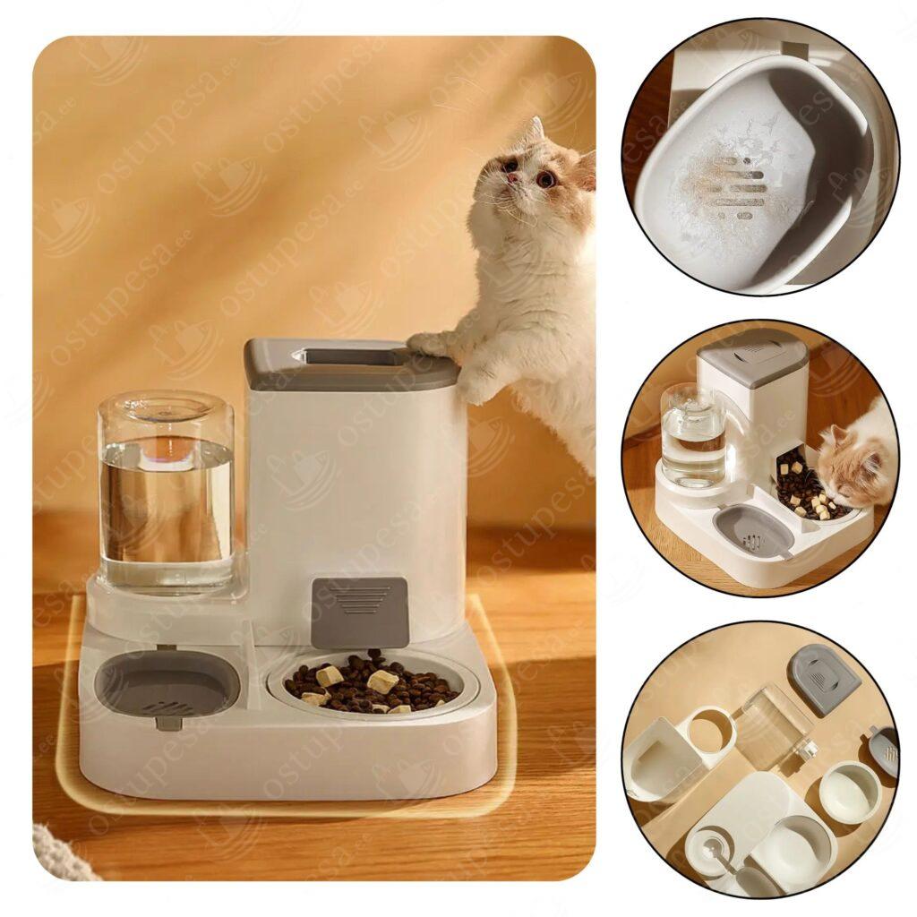 2-ühes lemmiklooma toidunõu, hall