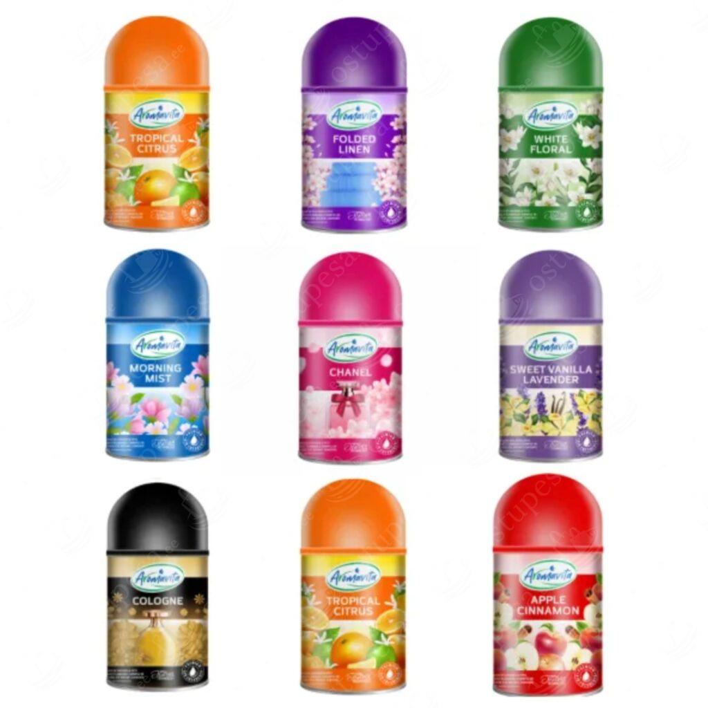 12-osaline täitepudelite komplekt automaatsele õhuvärskendajale, 12 x 250 ml