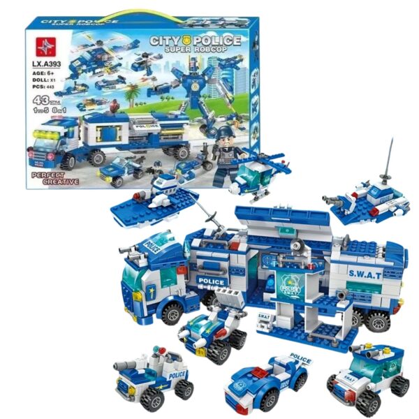 8-ühes klotside komplekt, politseiauto